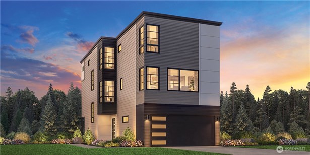 Rendering of the Bannerwood Contemporary with a backdrop of 17 acres of protected greenbelt.