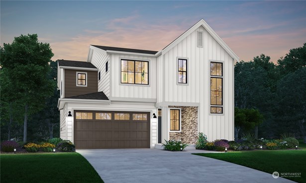 Plan 2820 Elevation A rendering. Details may vary