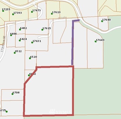 Red is property line,  Purple is access and utility easement