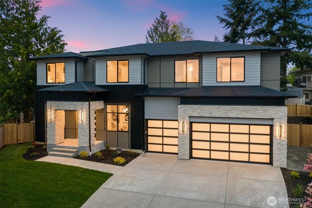 Modern exterior situated on a large, tranquil lot at the end of a cul de sac.