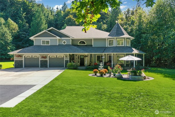 Front yard with water feature