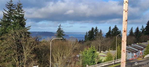 View of Puget Sound and the Olympics from the deck