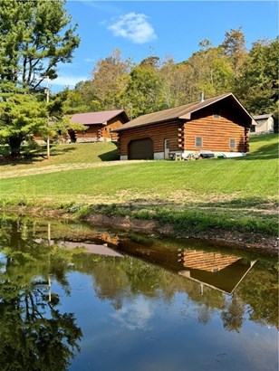 Log home, garage, pond and acreage