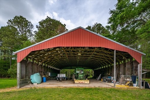 Large out building for storage.